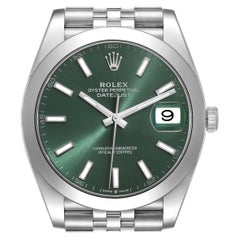 Rolex Datejust 41 Mint Green Dial Steel Mens Watch 126300 Unworn