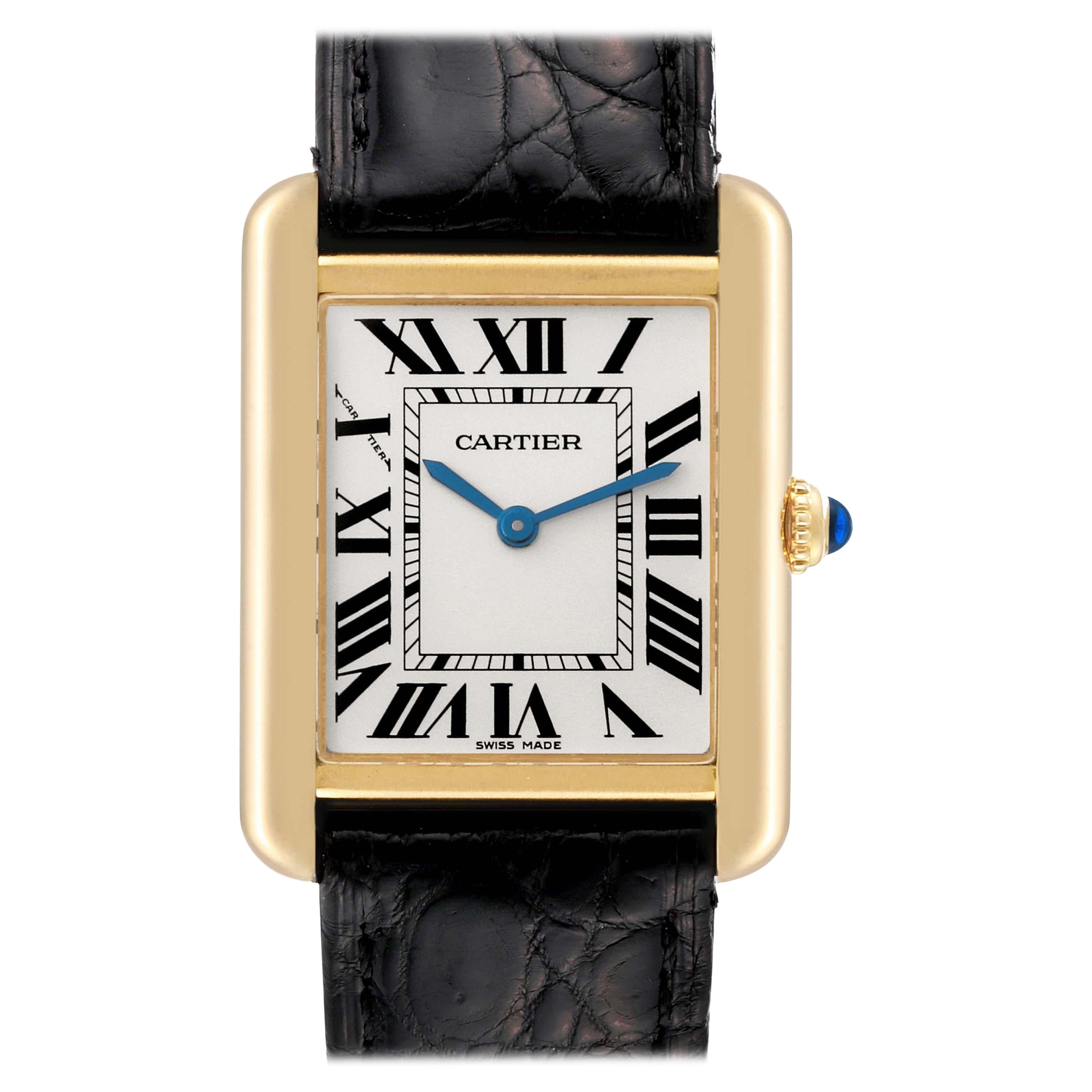 Cartier Tank Solo Yellow Gold Steel Silver Dial Ladies Watch W5200002 Papers