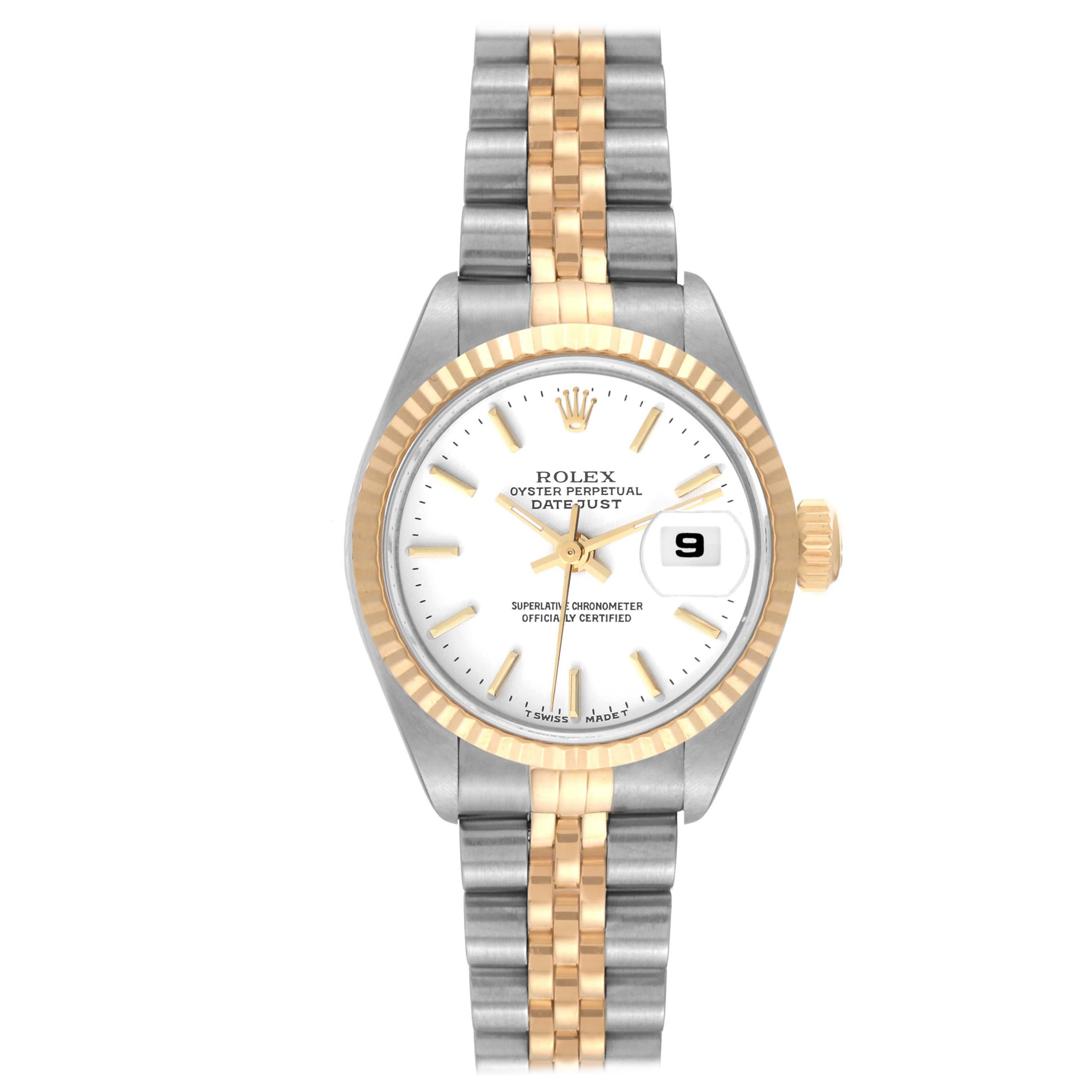 Rolex Datejust White Dial Steel Yellow Gold Ladies Watch 69173
