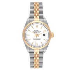 Rolex Datejust White Dial Steel Yellow Gold Ladies Watch 69173
