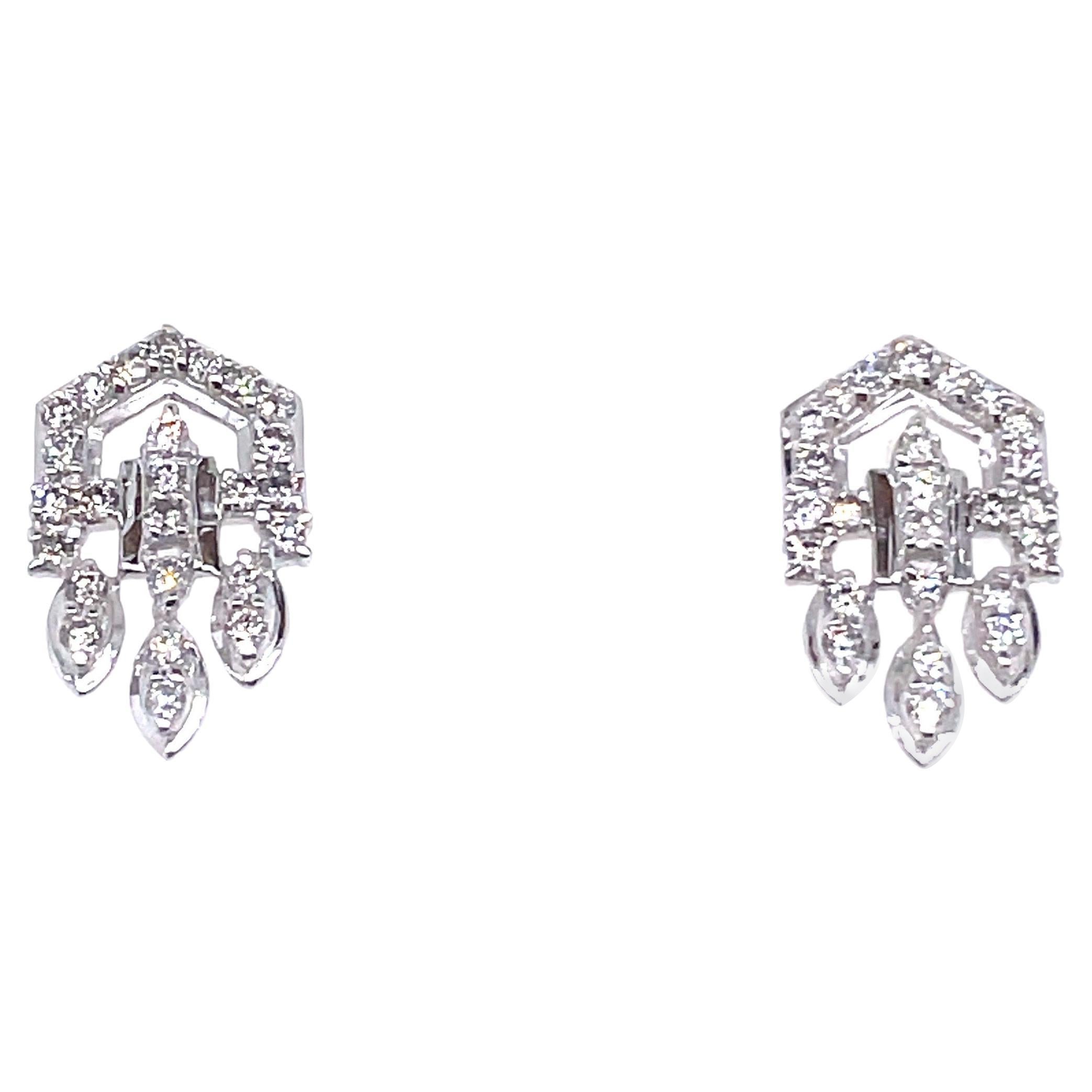 14k White Gold Diamond Cts 1.12 Paw Earrings For Sale