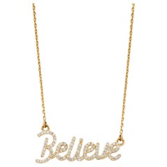 Diamond Believe Pendant Necklace in 18k Solid Gold