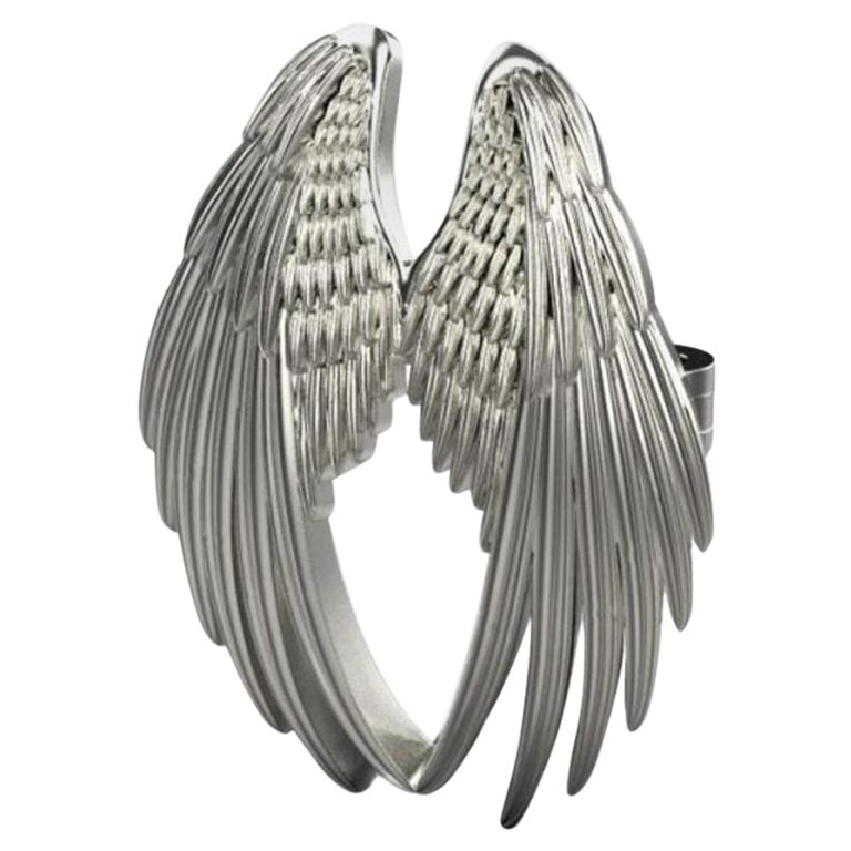 Angel Wings Brooch, 18K White Gold