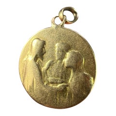 Used Jesus Christ Blessing Marriage 18K Yellow Gold Wedding Charm Pendant