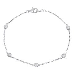 Bracelet en or blanc 14k Diamond By The Yards avec 5 diamants naturels