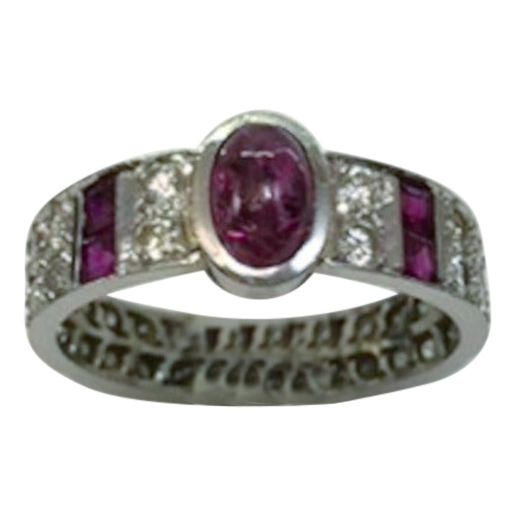 18 Karat White Gold Ruby and Diamond Eternity Ring For Sale