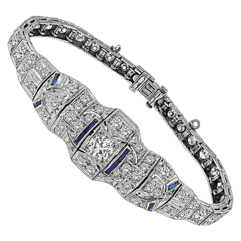 Vintage 5.50ct Diamond Sapphire Bracelet For Sale