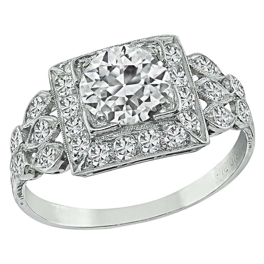 Art Deco 1.00ct Diamond Engagement Ring For Sale