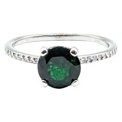 2.04 Tsavorite Garnet and Diamond Ring in 18k White Gold