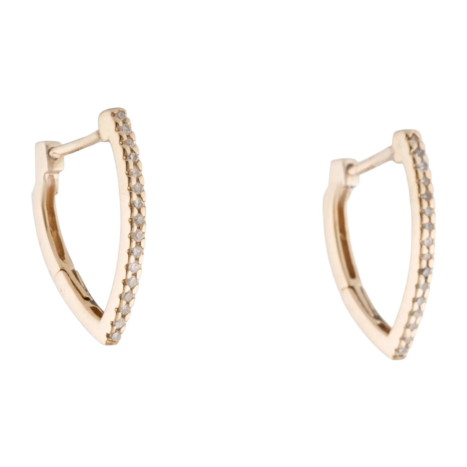 14K Diamond Hoop Earrings - 0.14 Carat Single Cut Diamonds