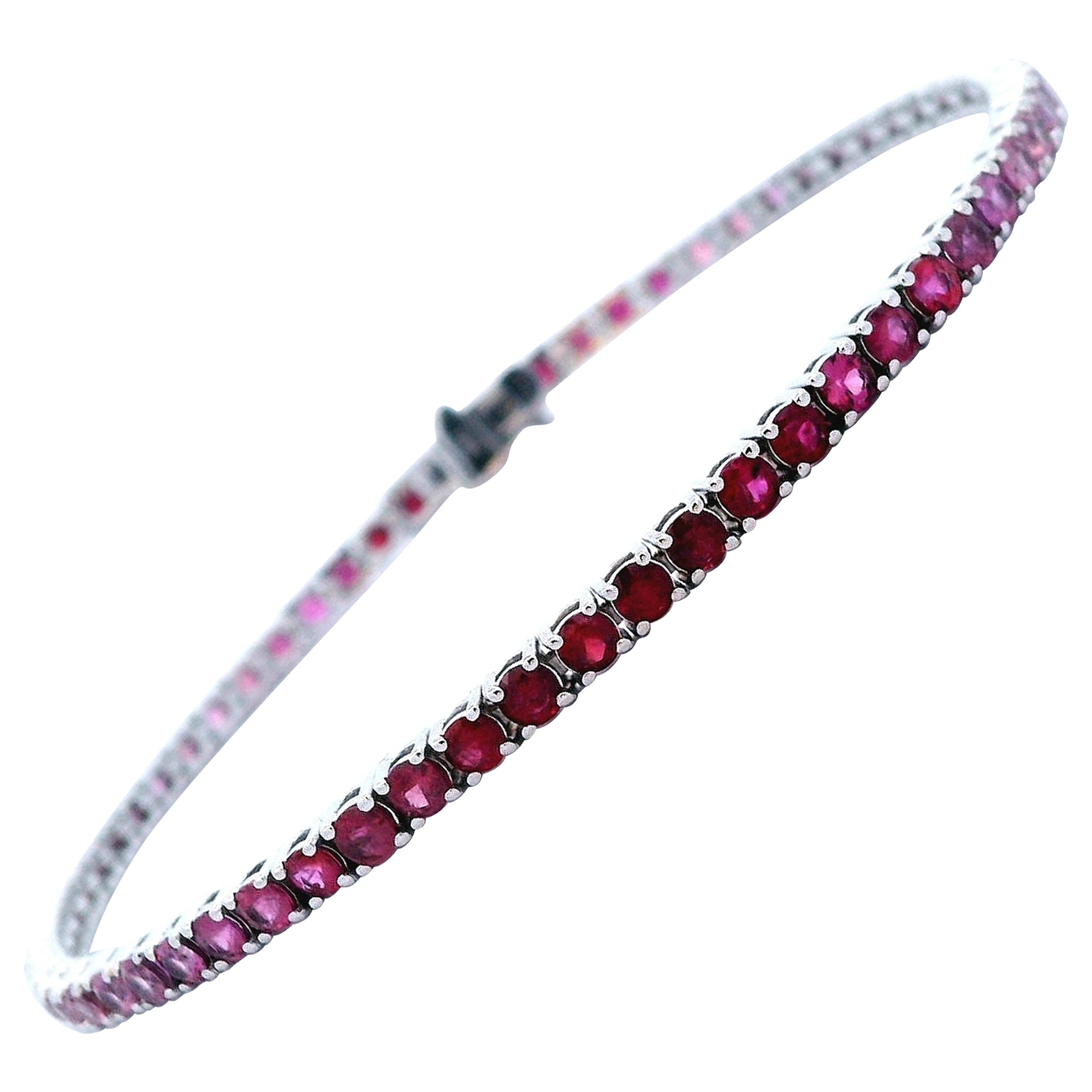 Alexander Beverly Hills 4.72ct Blended Ruby & Pink Sapphire Tennis Bracelet 18k For Sale