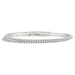 Nouvelle paire de bracelets jonc empilables flexibles en or blanc 14 carats avec diamants 1,58 carat poids total