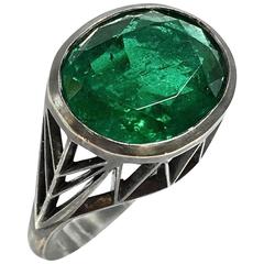 Solange Azagury-Partridge Emerald Blackened Gold Rock Ring