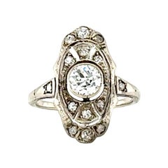 Antique Edwardian 14K White Gold Diamond Filigree Ring