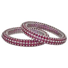Stackable Ruby Diamond Gold Bracelets 6