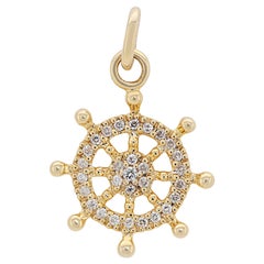 Dazzling 0.14ct Diamond Anchor Pendant in 14K Yellow Gold - (Chain not Included)