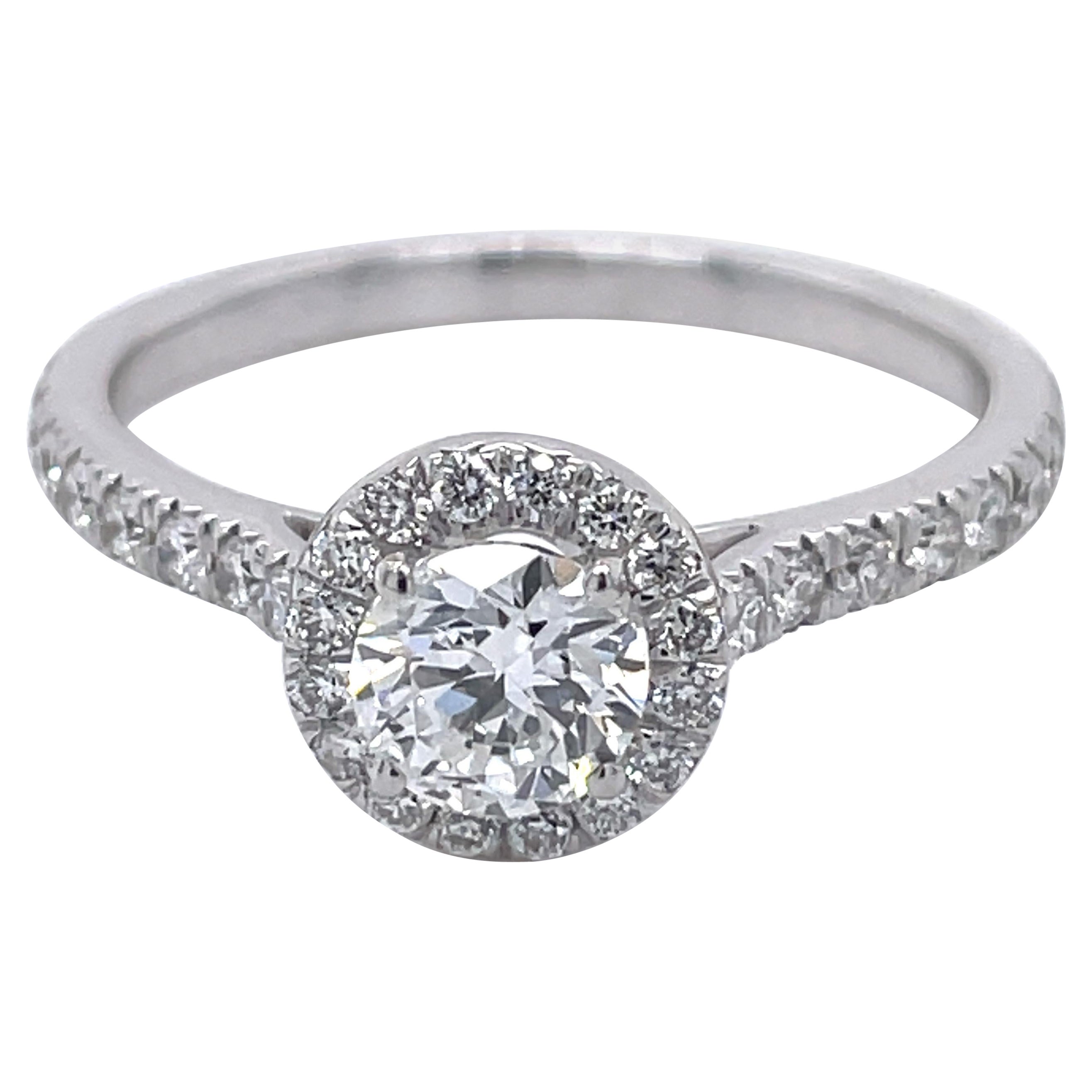Classic engagement ring, 1ct diamond emdagement ring, 14K white goldm minimalist For Sale