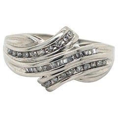 Chunky Used ring, 0.5ct diamonds, Baguette ring, Estate ring, Swirly Ring