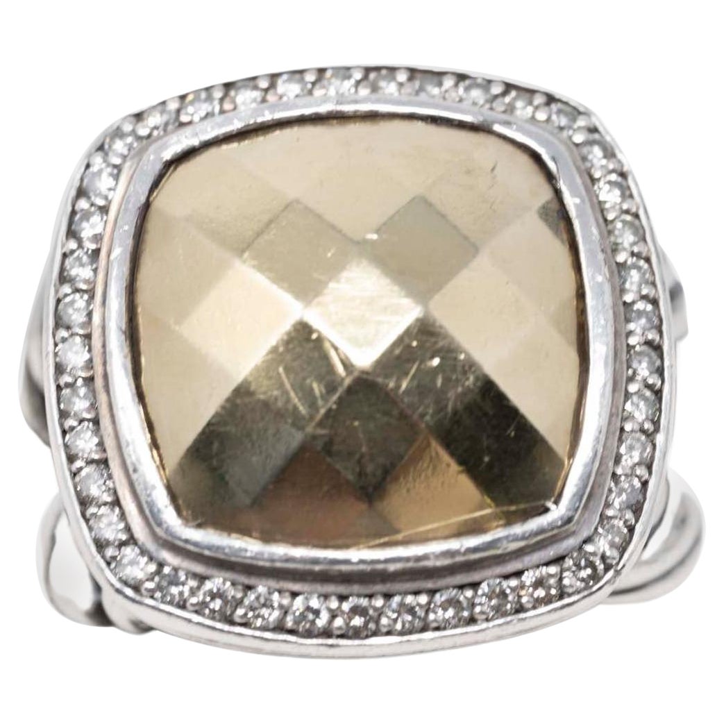 David Yurman Gold Dome Ring Diamonds Silver & 18k Gold For Sale