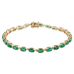 14K 5.35ctw Emerald Link Bracelet  Yellow Gold  6.75" Inside Circumference