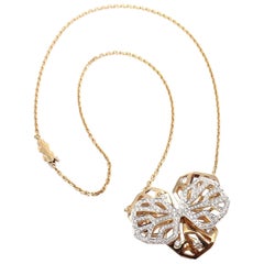 Cartier Caresse D'orchidees Diamond Yellow Gold Flower Pendant Necklace
