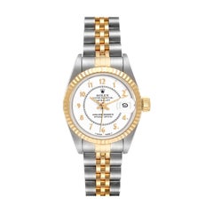 Vintage Rolex Datejust White Arabic Dial Steel Yellow Gold Ladies Watch 69173