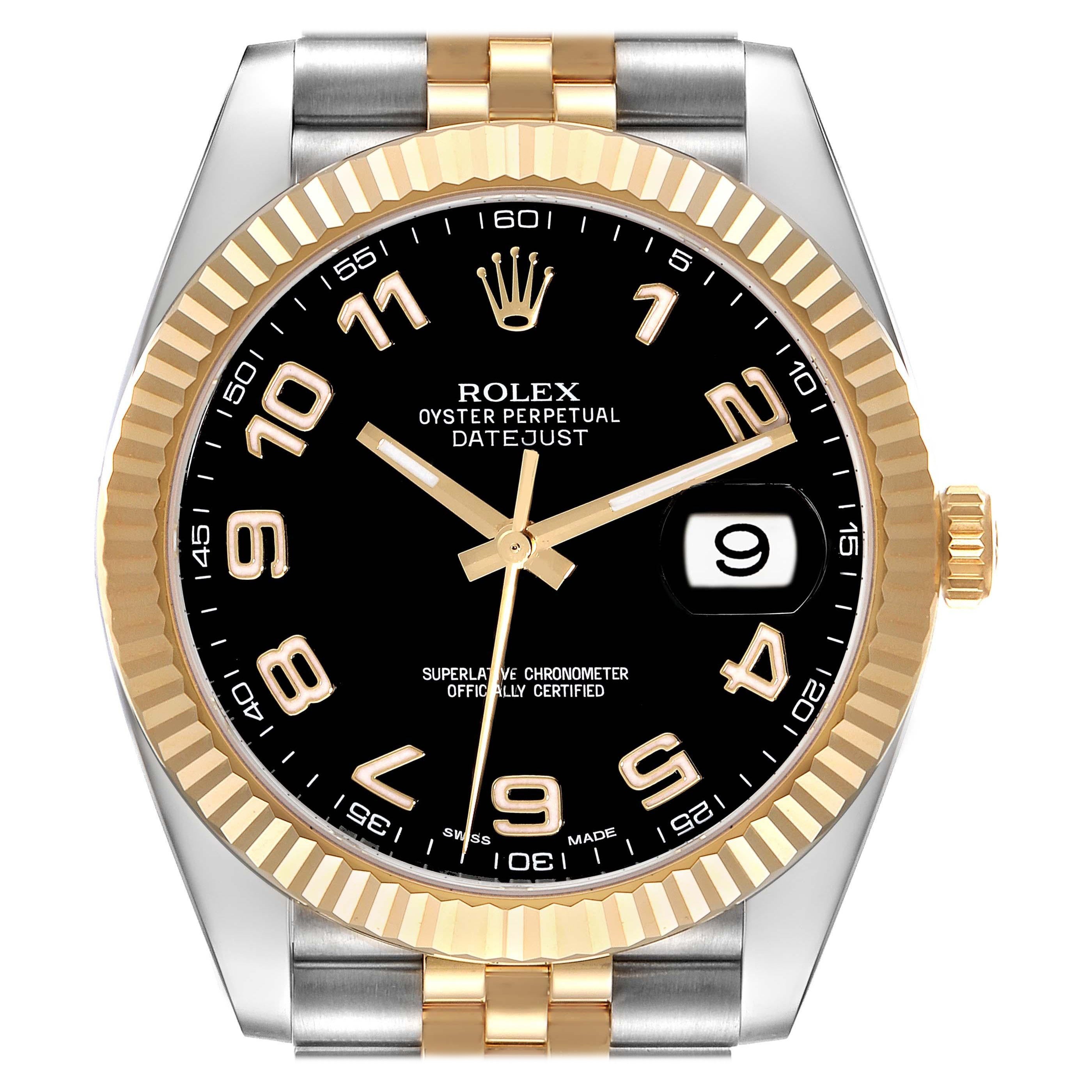 Rolex Datejust 41 Steel Yellow Gold Black Dial Mens Watch 126333 Box Card en vente