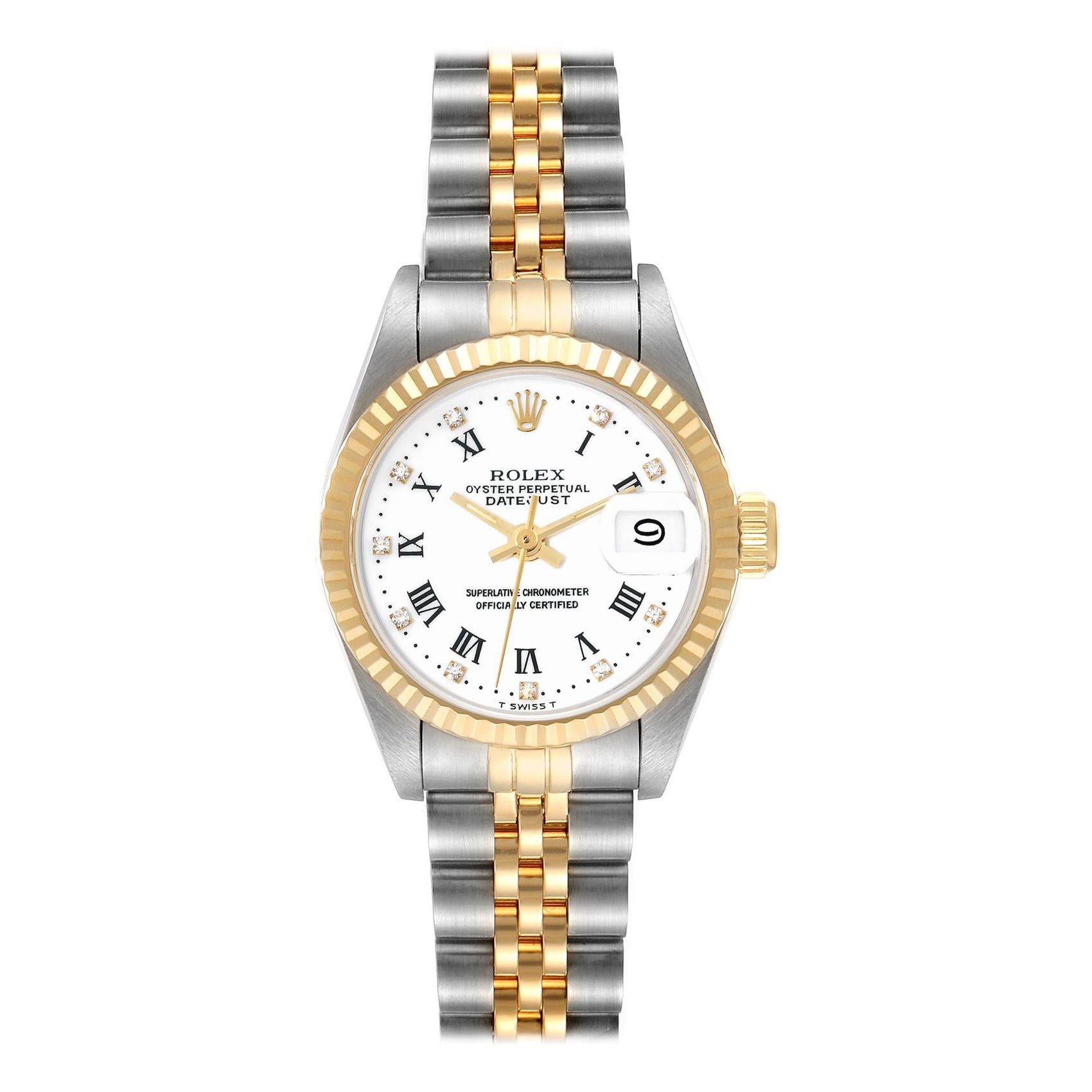 Rolex Datejust Steel Yellow Gold Diamond Dial Ladies Watch 69173