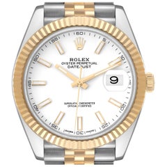 Rolex Montre Datejust 41 en acier, or jaune et cadran blanc pour hommes 126333