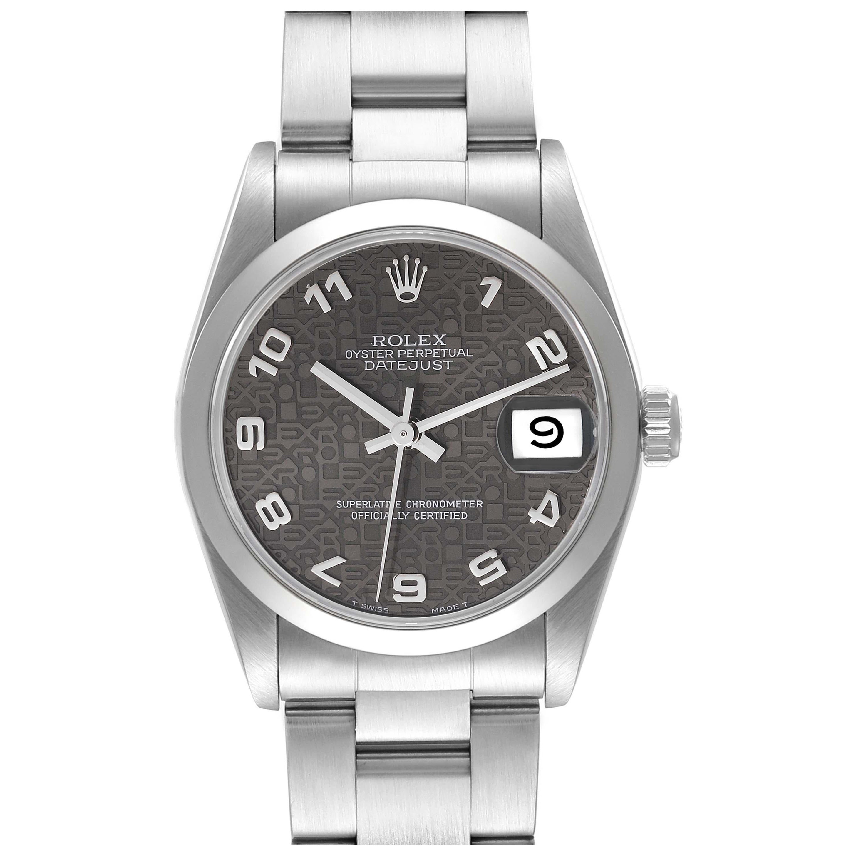 Rolex Midsize Datejust 31 Grey Anniversary Dial Steel Ladies Watch 68240 For Sale
