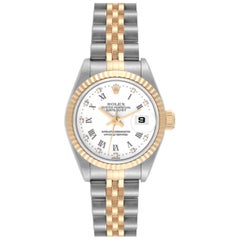 Rolex Datejust Yellow Gold White Diamond Dial Ladies Watch 79173 Box Papers
