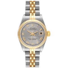 Used Rolex Datejust Slate Dial Steel Yellow Gold Ladies Watch 69173