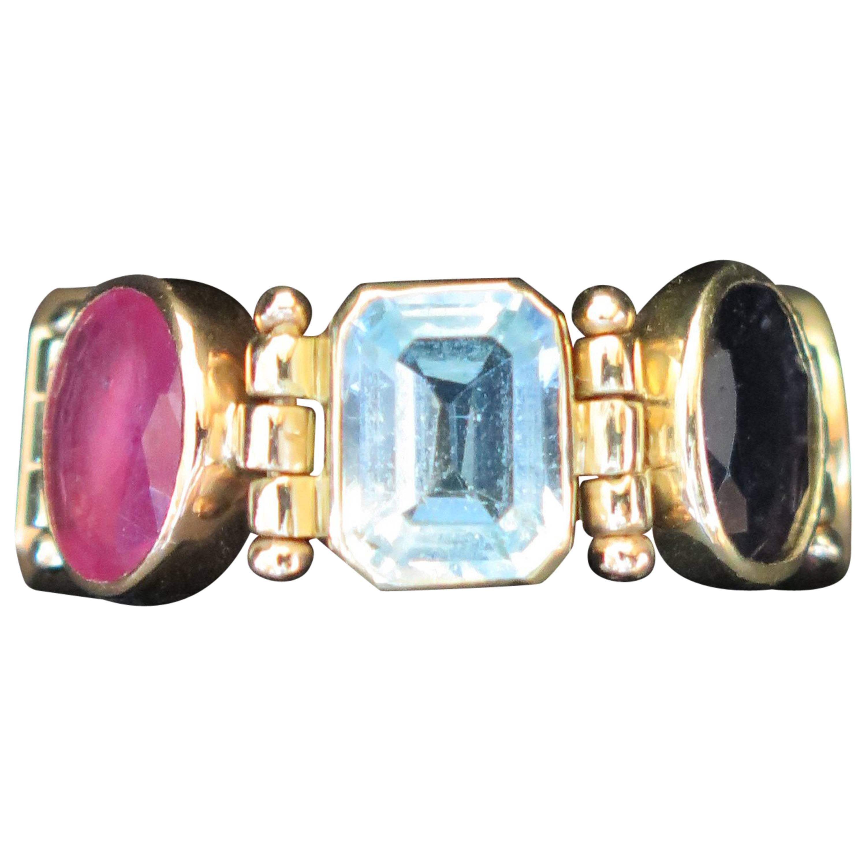 Percossi Papi  multi stones flexible ring