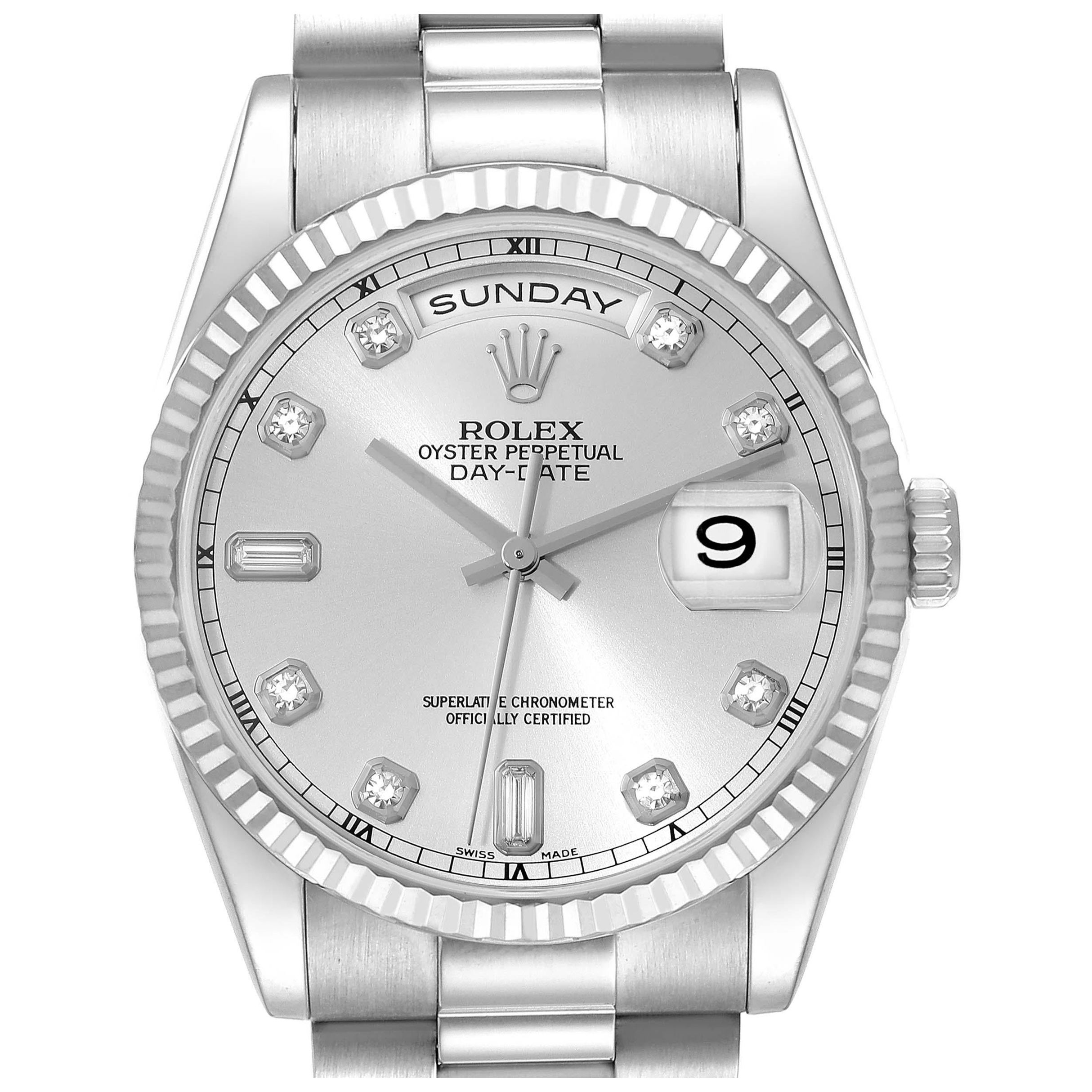Rolex President Day-Date White Gold Diamond Dial Mens Watch 118239 For Sale