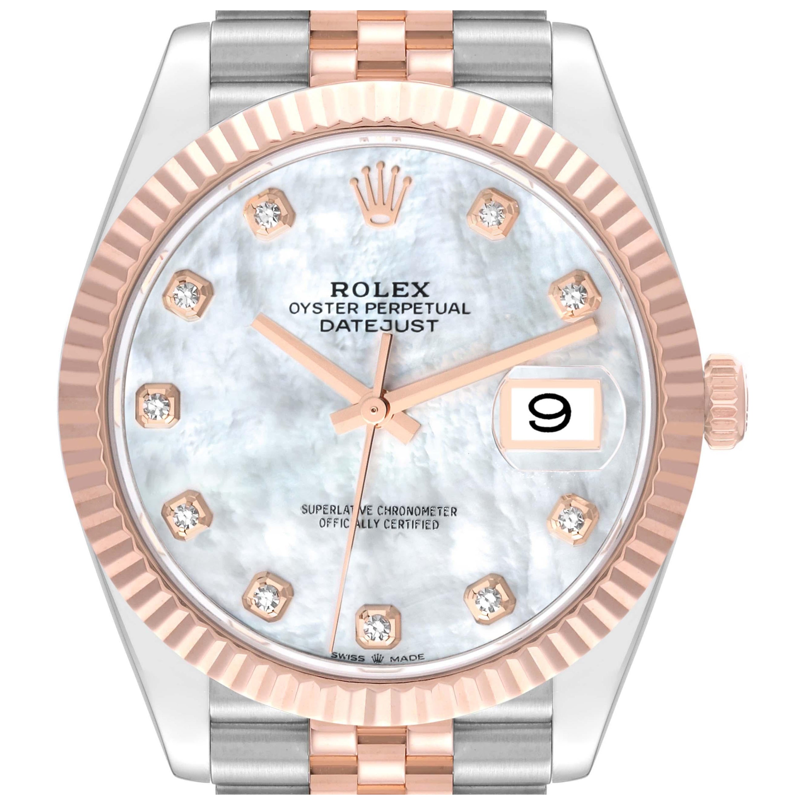 Rolex Datejust 41 Stahl Roségold MOP Diamant-Zifferblatt Herrenuhr 126331 im Angebot