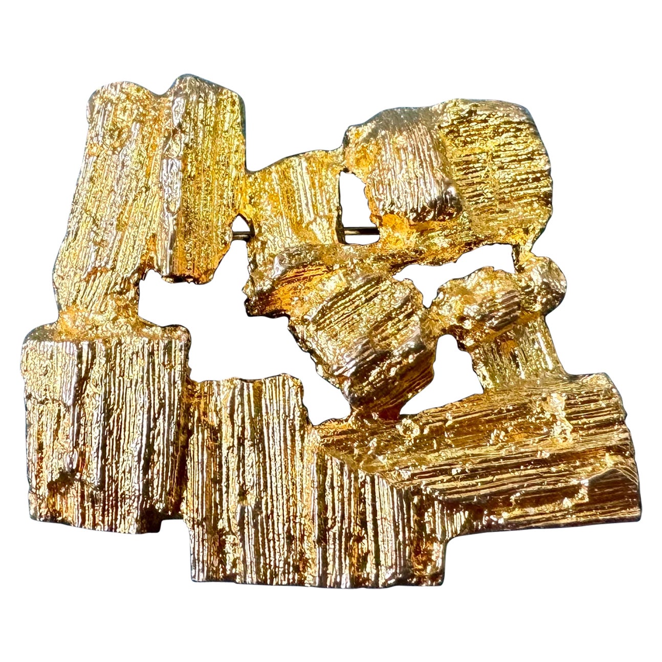 Björn Weckström 14karat Gold Brooch name, Drift wood. Lapponia 1971 For Sale