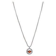 Sterling Citrine Dancing Solitaire Pendant Necklace 18" - 925 Round .20ct Moves