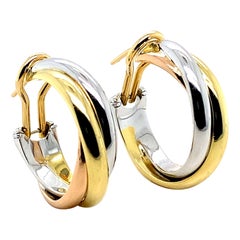 Cartier Trinity Earrings 18 Karat Yellow Rose White Gold