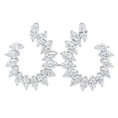 Alexander Beverly Hills 7.71ct Marquise Diamond Cluster Earrings 18k White Gold
