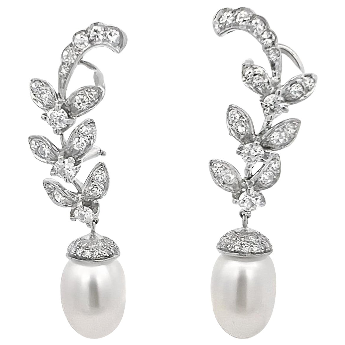 Diamond and Pearl Earrings