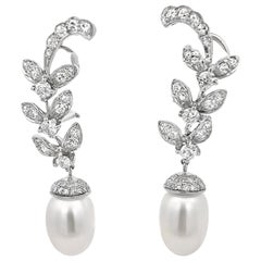 Boucles d'oreilles en diamant et perles