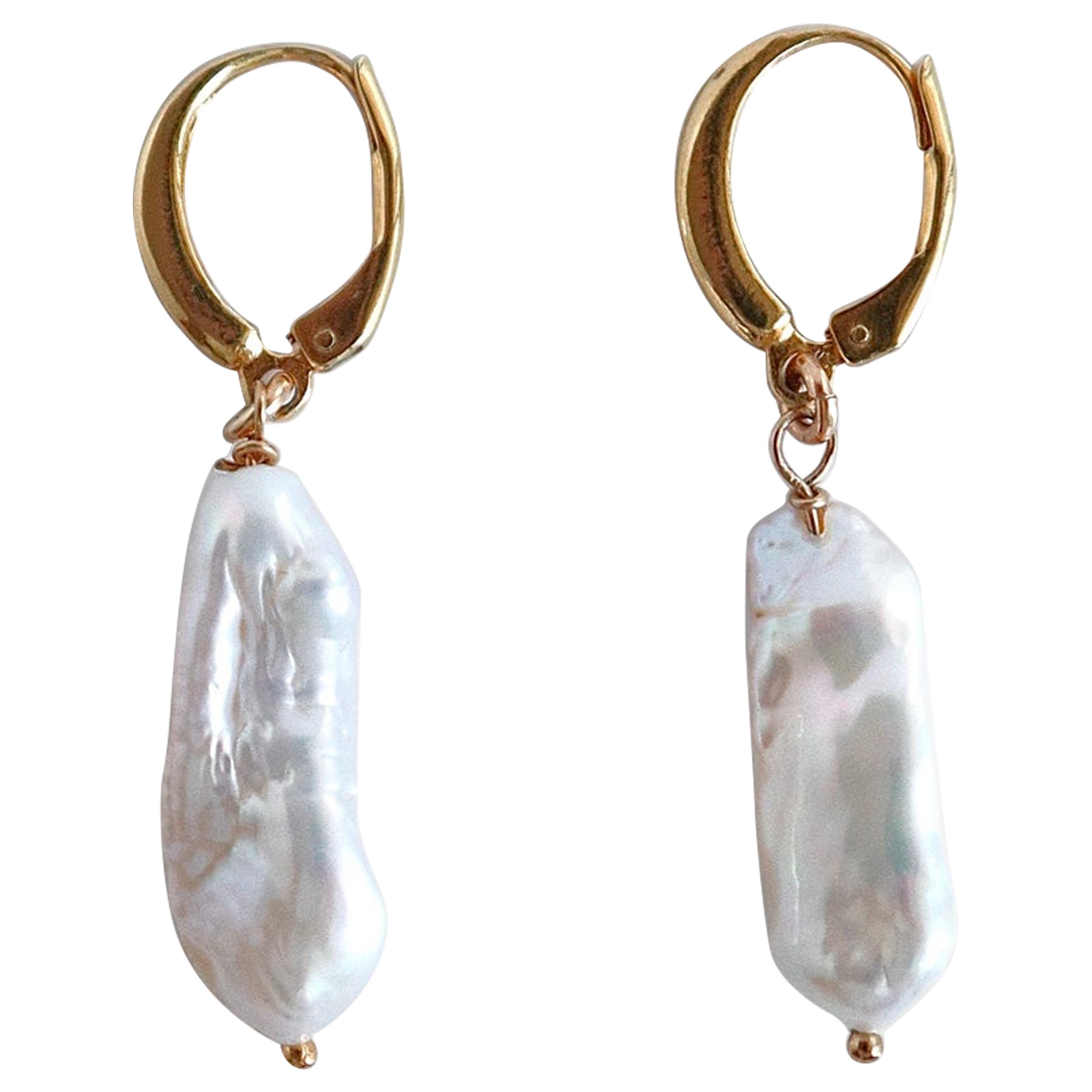 Keshi Pearl drop earrings  For Sale