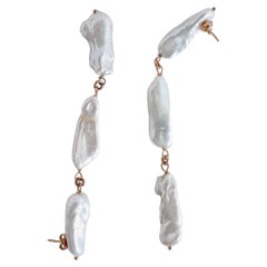 Keshi pearl long earrings 