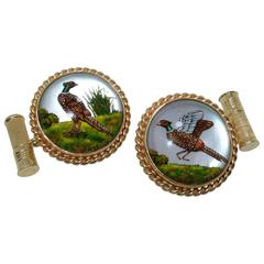Reverse Painting under Crystal Sporting Motif Cufflinks 12