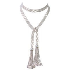 Marina J. Sautoir en perles tissées sans taille avec diamants et or jaune massif 14k