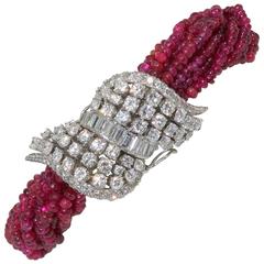 Fine Burma ruby and diamond bracelet