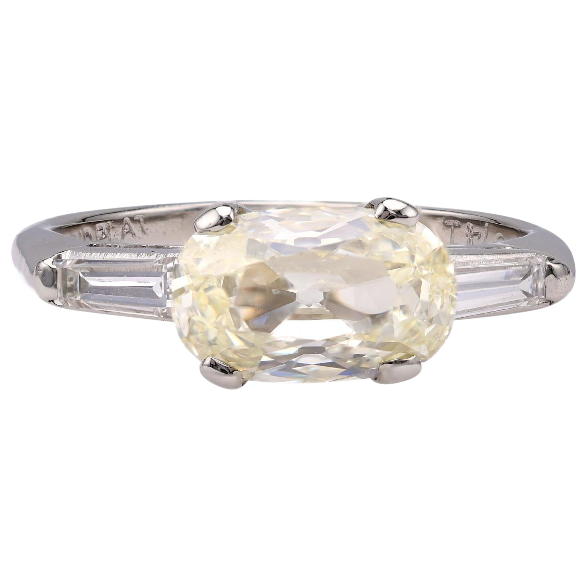 Art Deco GIA 1.52 Carat Old Mine Cut Diamond Platinum Ring