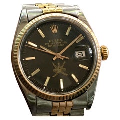 Retro 1974 Gent's Rolex Date Just Khanjar Black خنجر Dial 18K Two Tone Watch Ref 1603