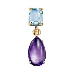 Eighteen Karat Yellow Gold Pendant Necklace with Amethyst and Topaz