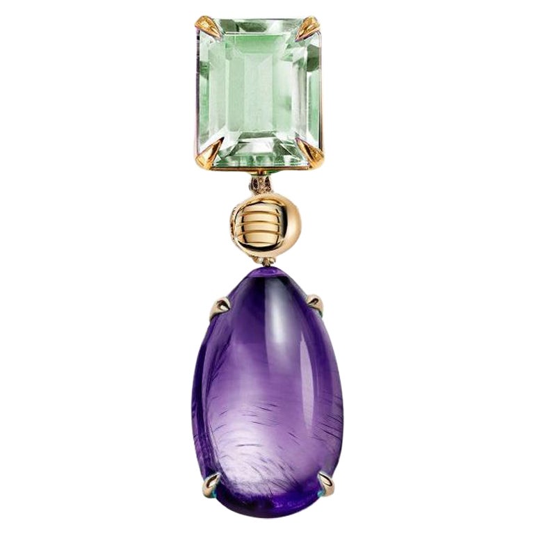 Eighteen Karat Yellow Gold Pendant Necklace with Amethyst